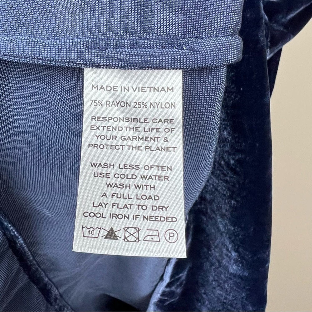 Hill House Navy Velvet Ellie Nap Dress S Holiday Midi Tired Ruched Sleeveless - Picture 13 of 14